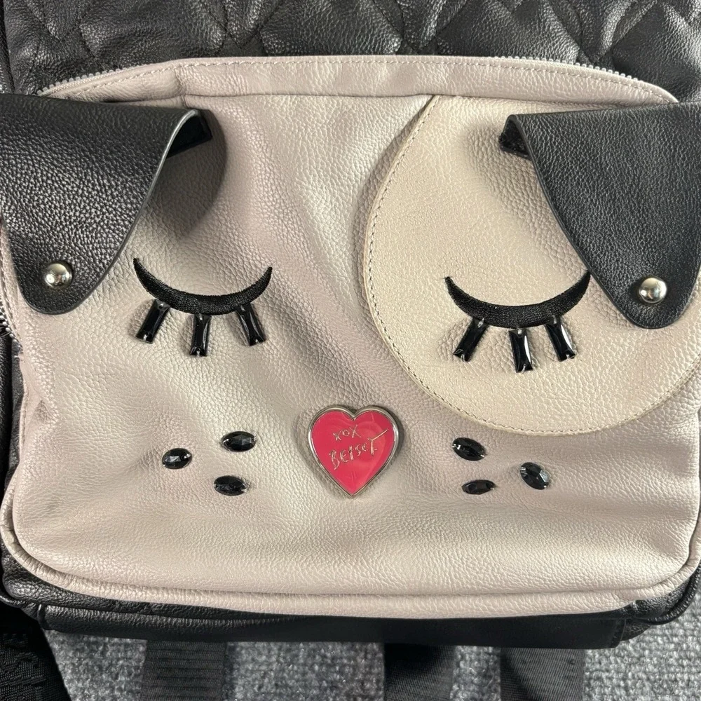 Betsey Johnson HTF Puppy Dog Quilted Black/White MINI Backpack